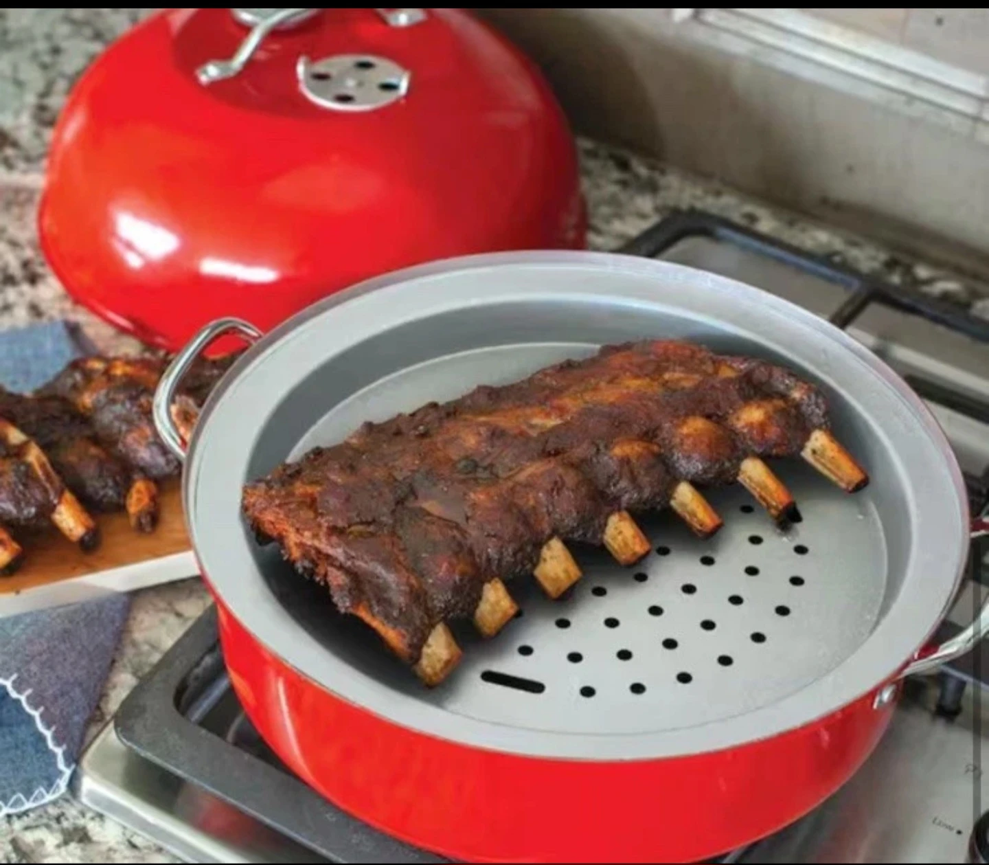 Red Stove Top Smoker and Roaster - photo 3