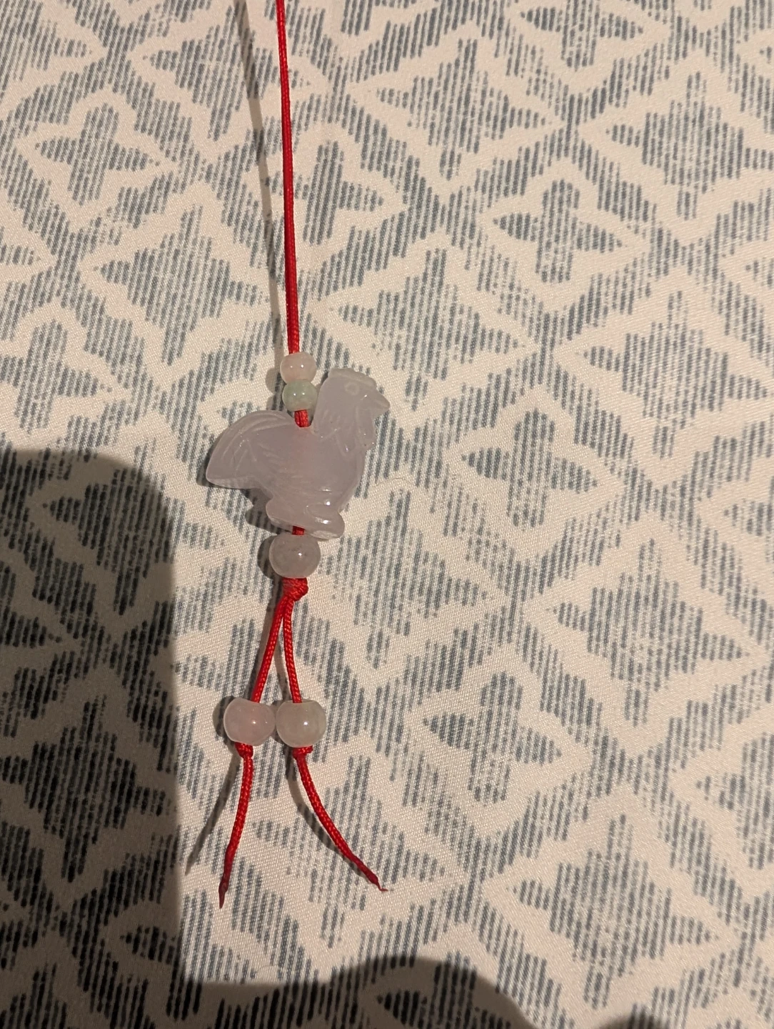 Rose Quartz Rooster charm  Pendant on Red Cord - photo 3