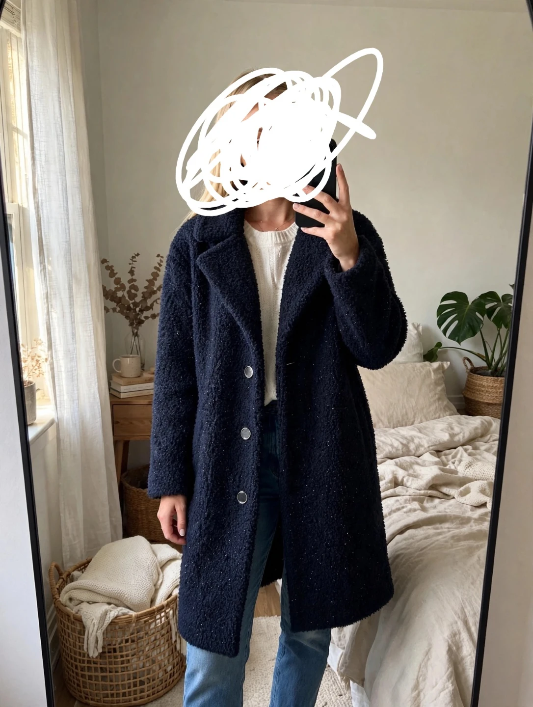 GUESS Navy Blue Sparkle  Very Soft Teddy Coat - photo 5