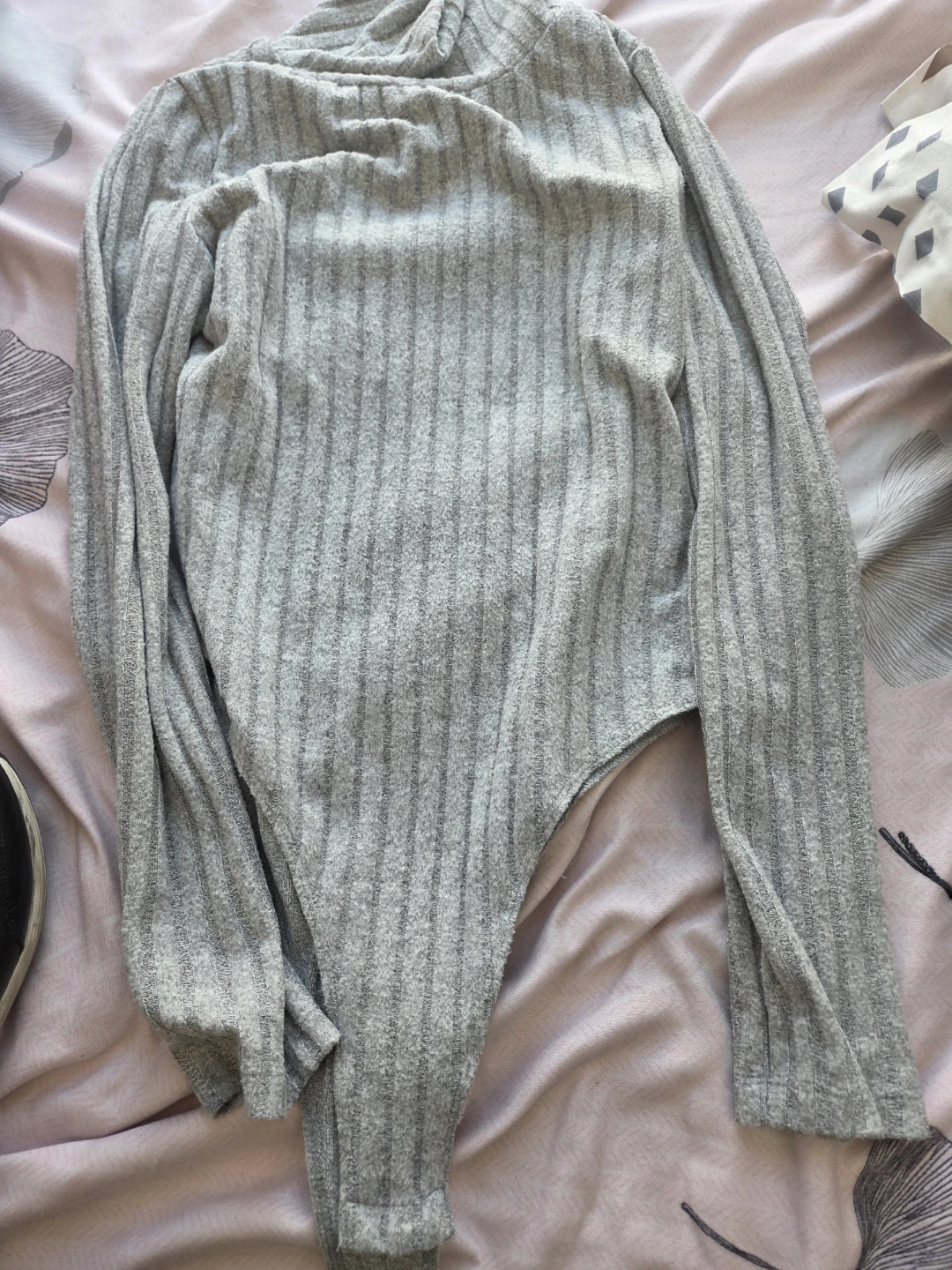 Grey Ribbed Turtleneck Bodysuit - photo 4