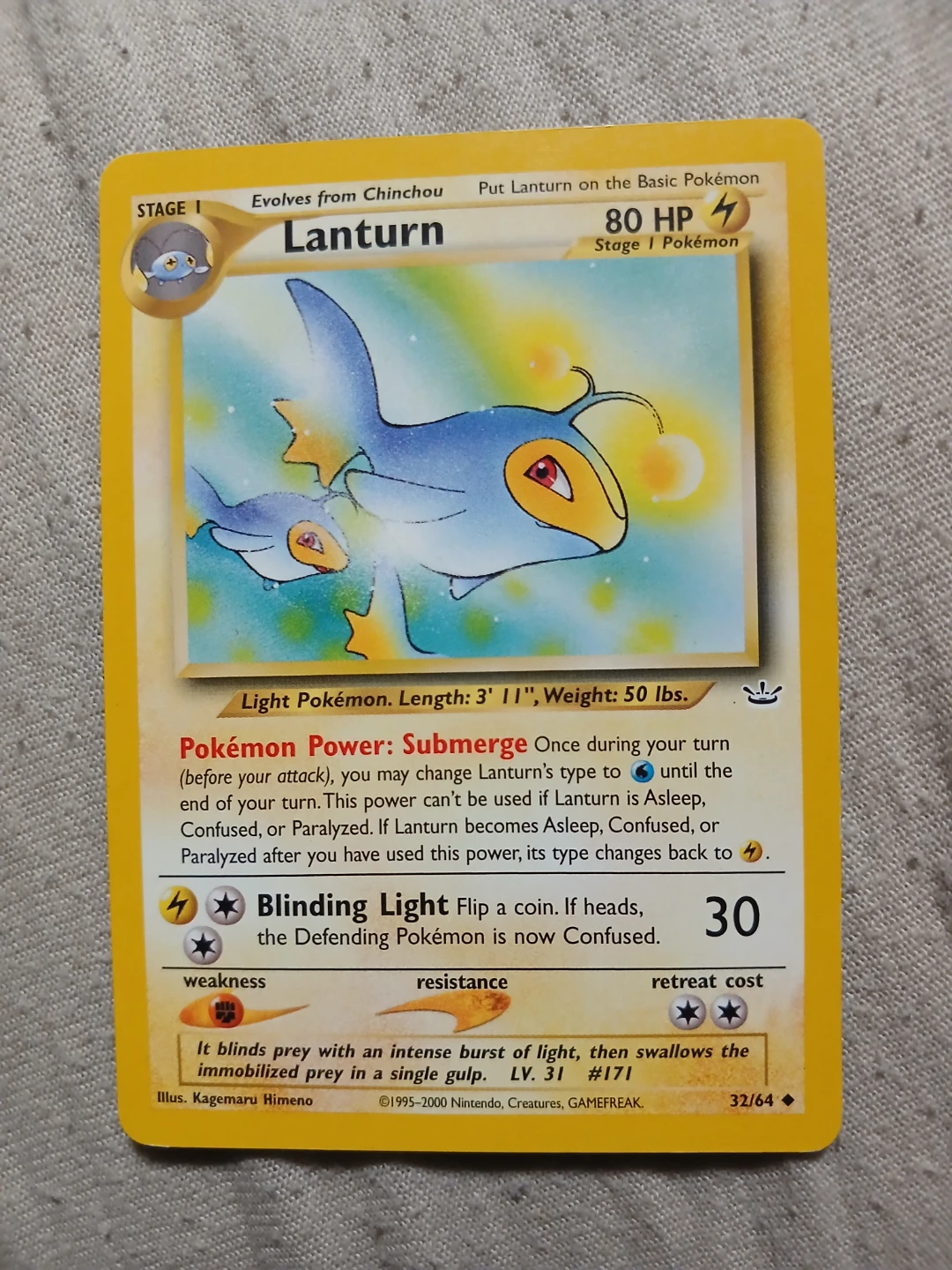 Lanturn 32/64 1995-2000 Pokémon Card