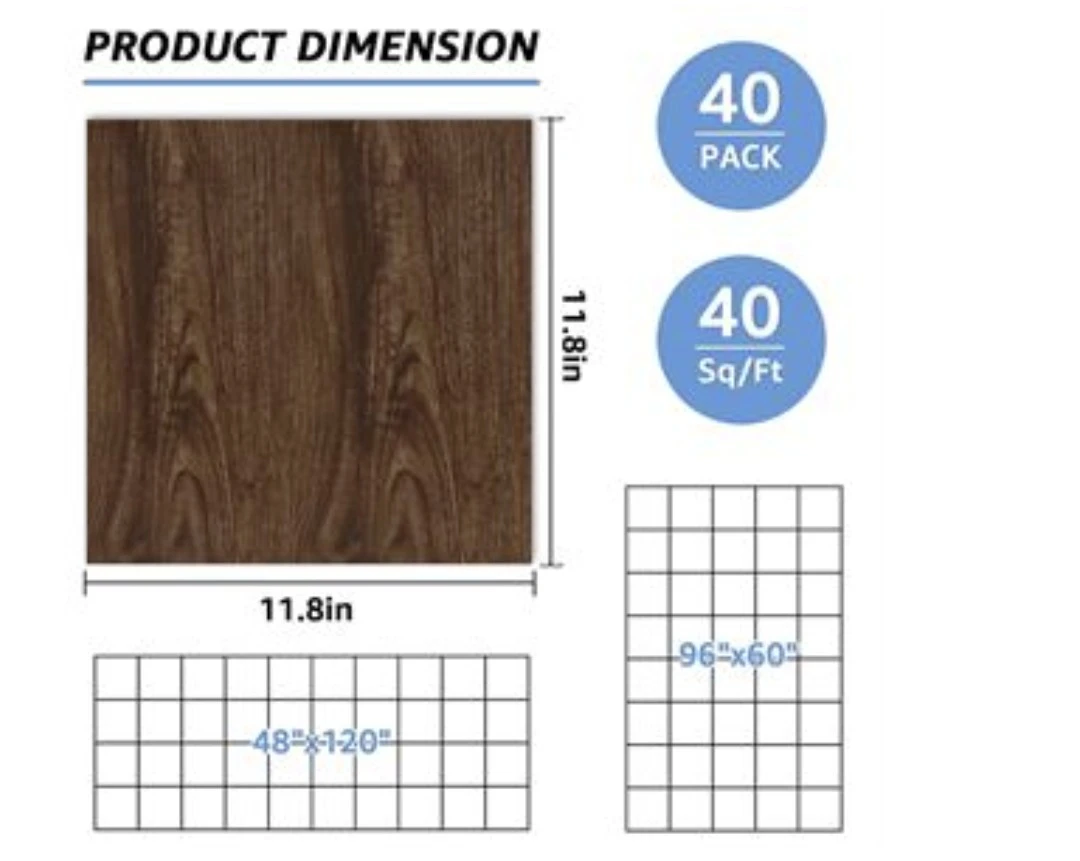 40 Pack Self-Adhesive Vinyl Flooring Tiles - photo 4