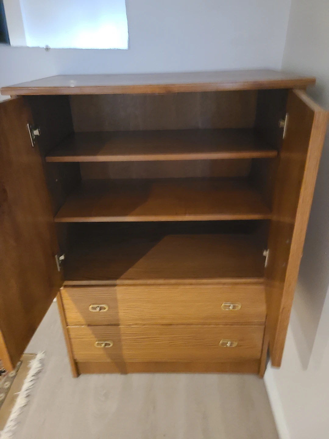 Wooden Cabinet with Shelves and Drawers