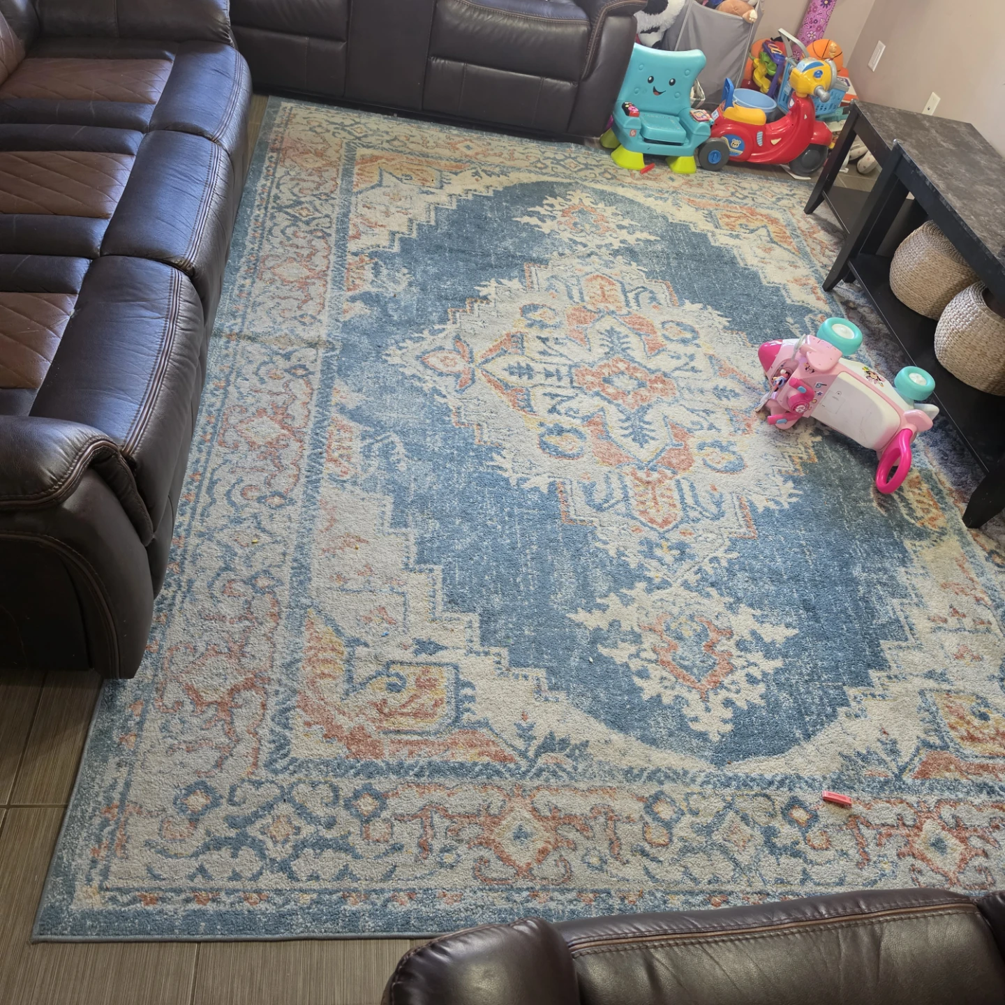 Large Blue Patterned Area Rug