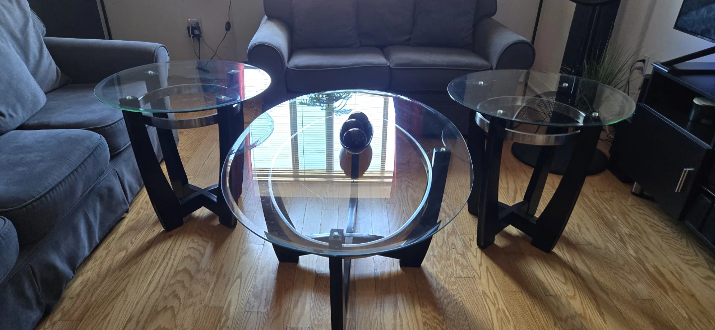 Glass Top Side Tables - Set of 3