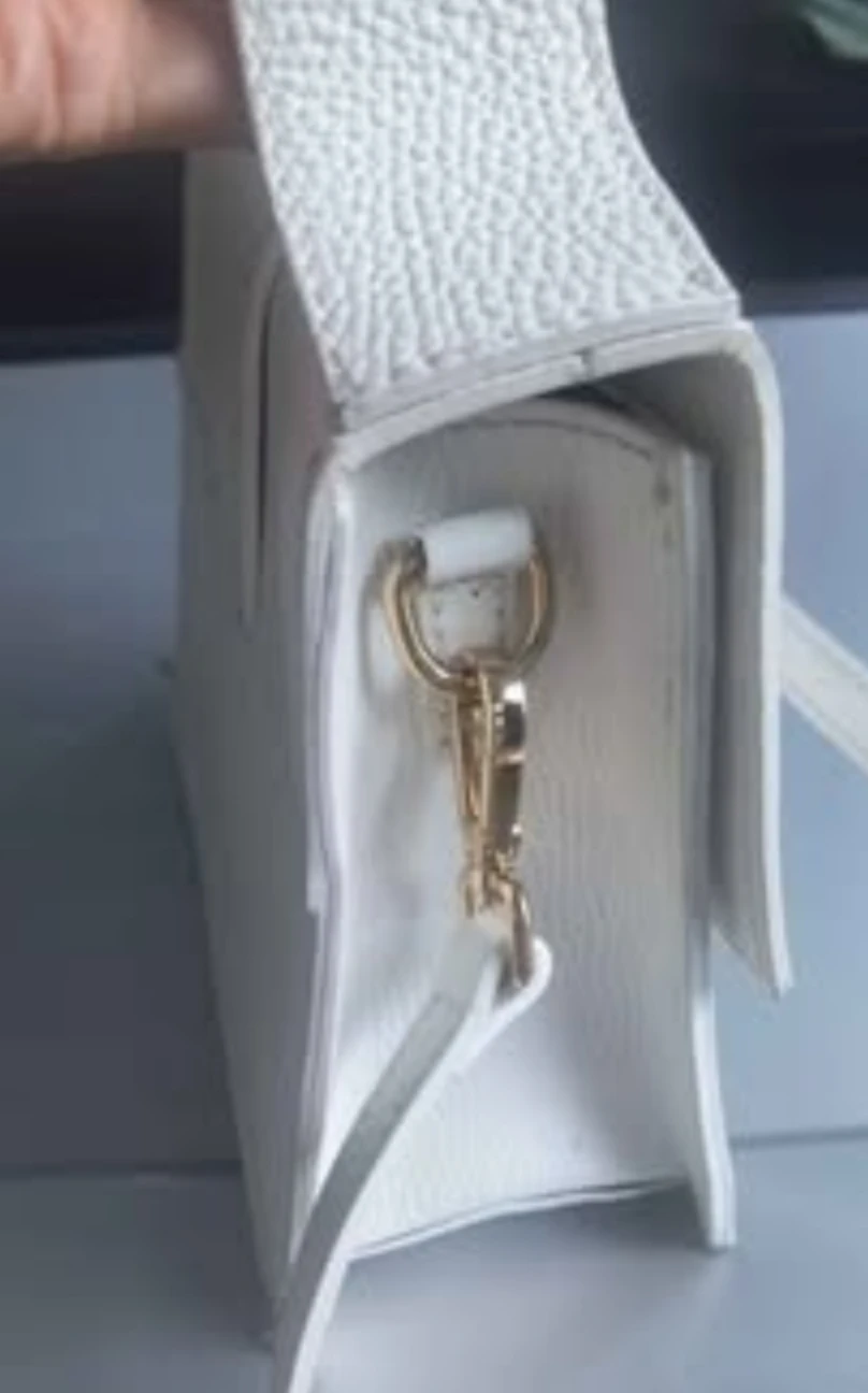 White Structured Crossbody / Handbag with Gold Hardware - photo 3