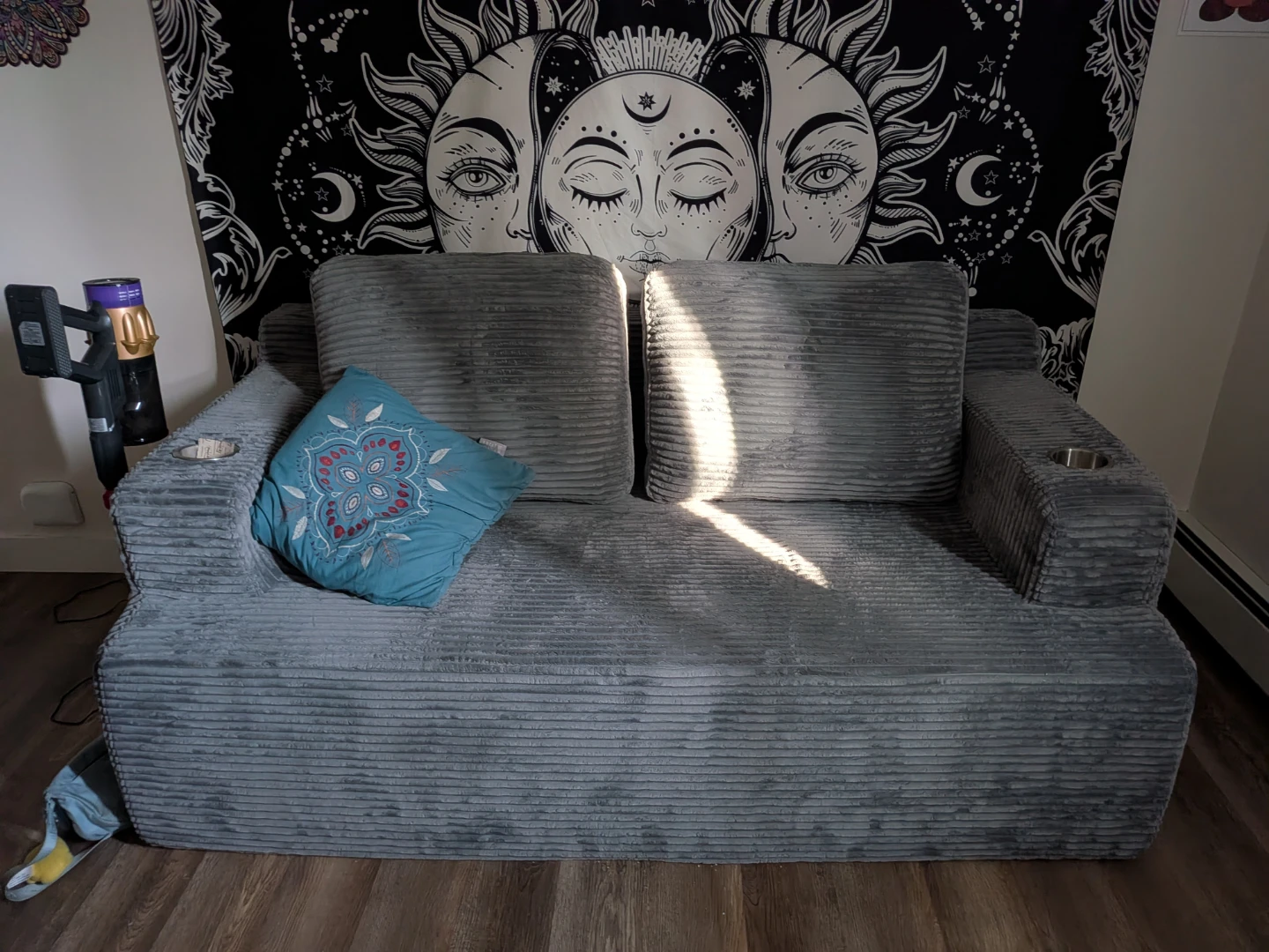 Grey Corduroy Loveseat - photo 2