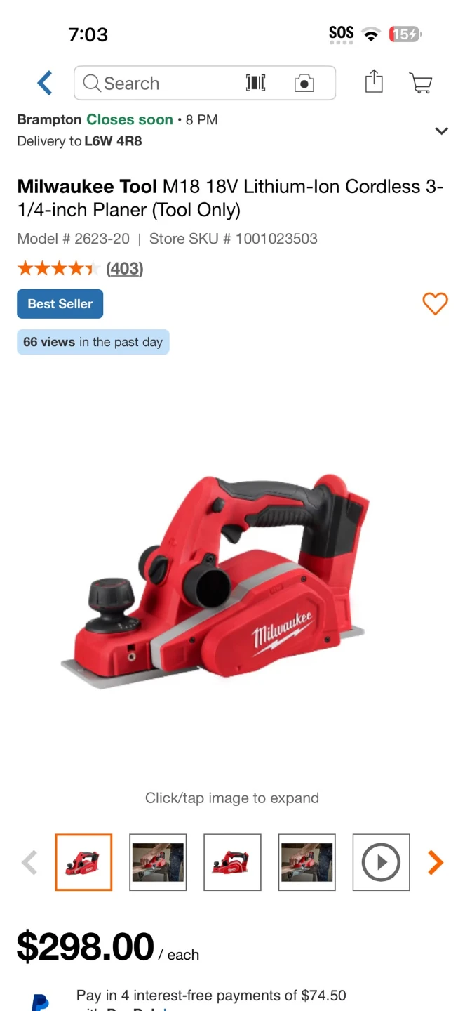 Milwaukee Tool M18 Cordless Planer (Tool Only)