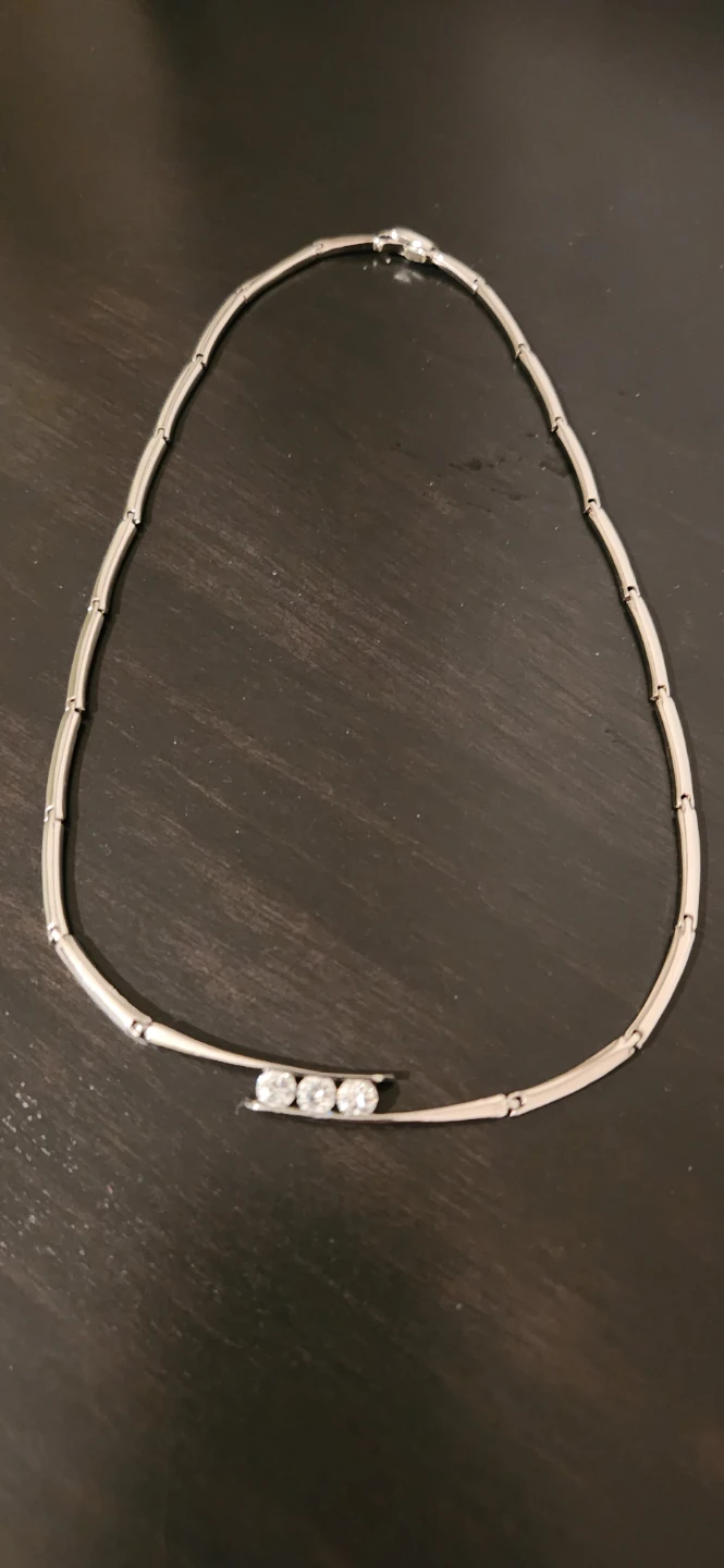 Silver-Tone Necklace with Three Stones - photo 2