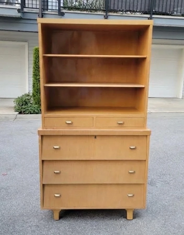 Vintage Mid-Century Blonde Wood Hutch & Dresser Combo - photo 4