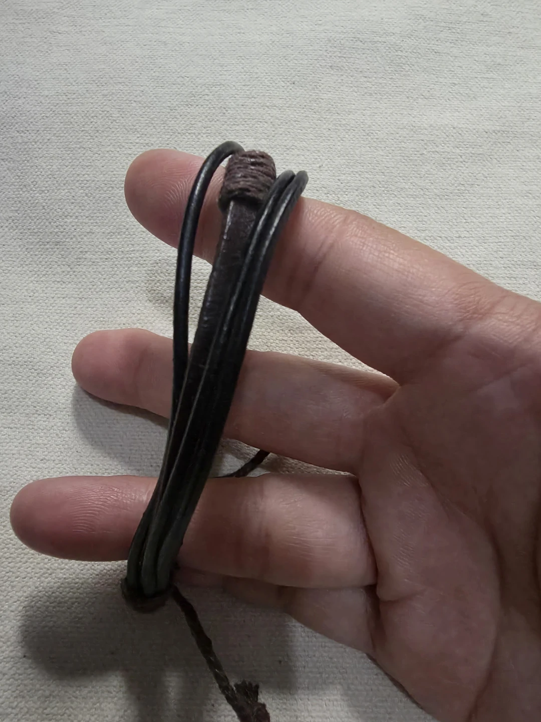 Dark Brown Leather Black Cord Bracelet 🏈