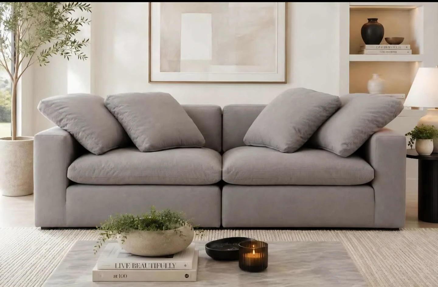 Moe's Terra Condo 2 Piece Grey Sectional Sofa Couch