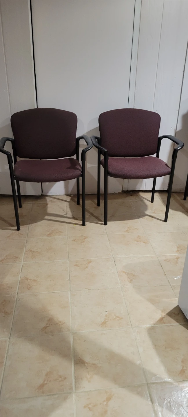 Set of Two Burgundy Office Chairs