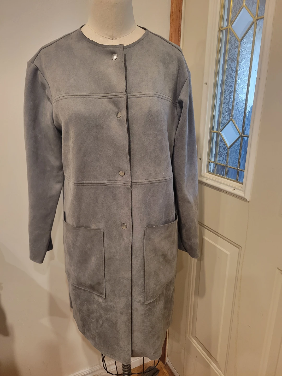 Magaschoni grey faux suede coat