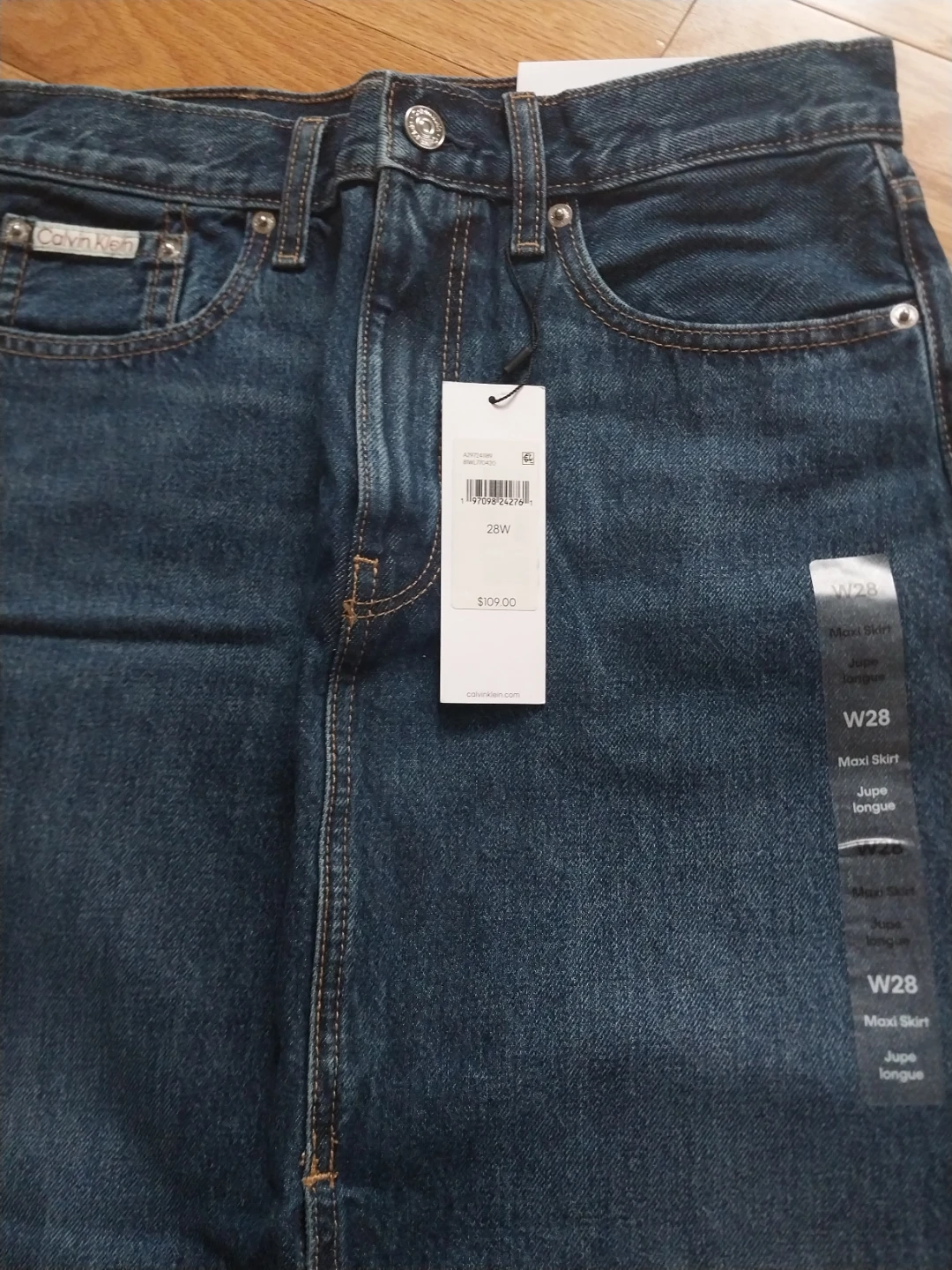 New Calvin Klein Denim Maxi Skirt Size 28 - photo 4