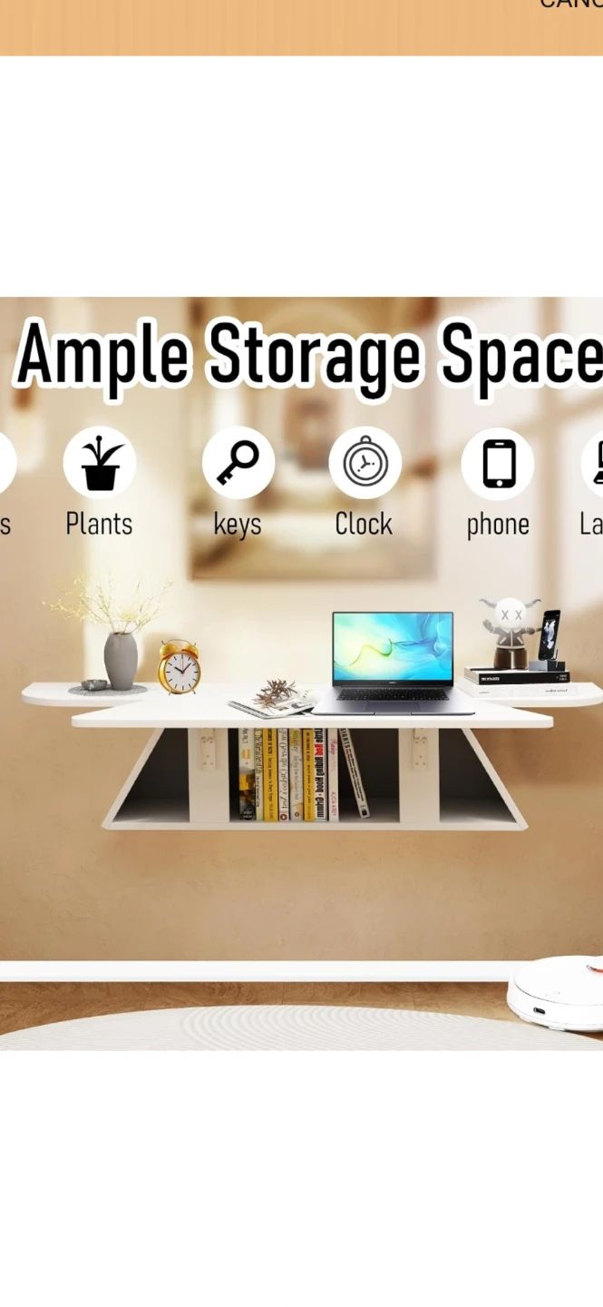 White wall-mounted floating storage console - photo 5