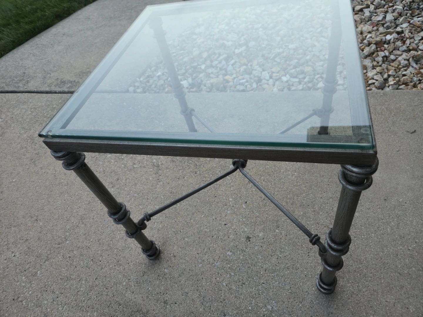 Decorative Metal & Glass End Table – Wrought Iron Style - photo 2
