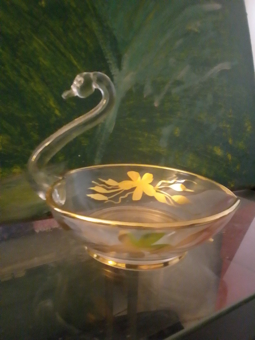 Vintage Crystal Swan Candy Dish