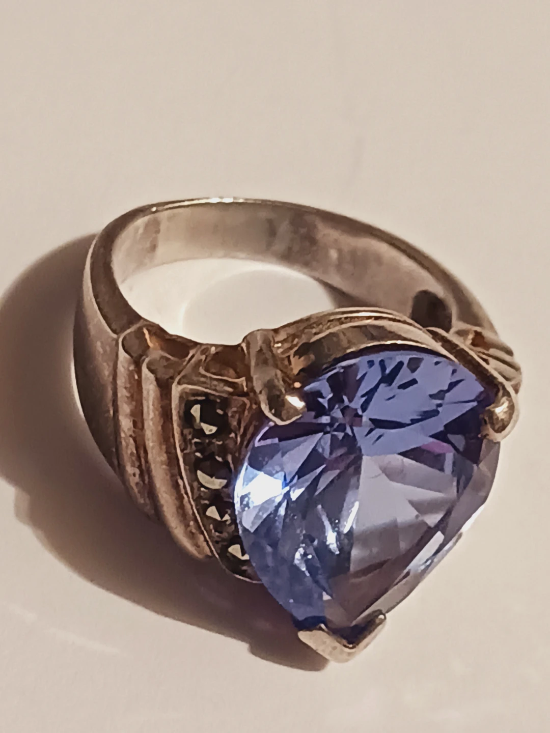 Gorgeous Sterling Silver 925 Blue Stone Cocktail Ring