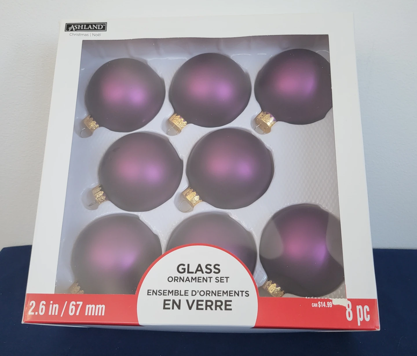 Ashland Glass Christmas Ornaments, 8-Piece Set