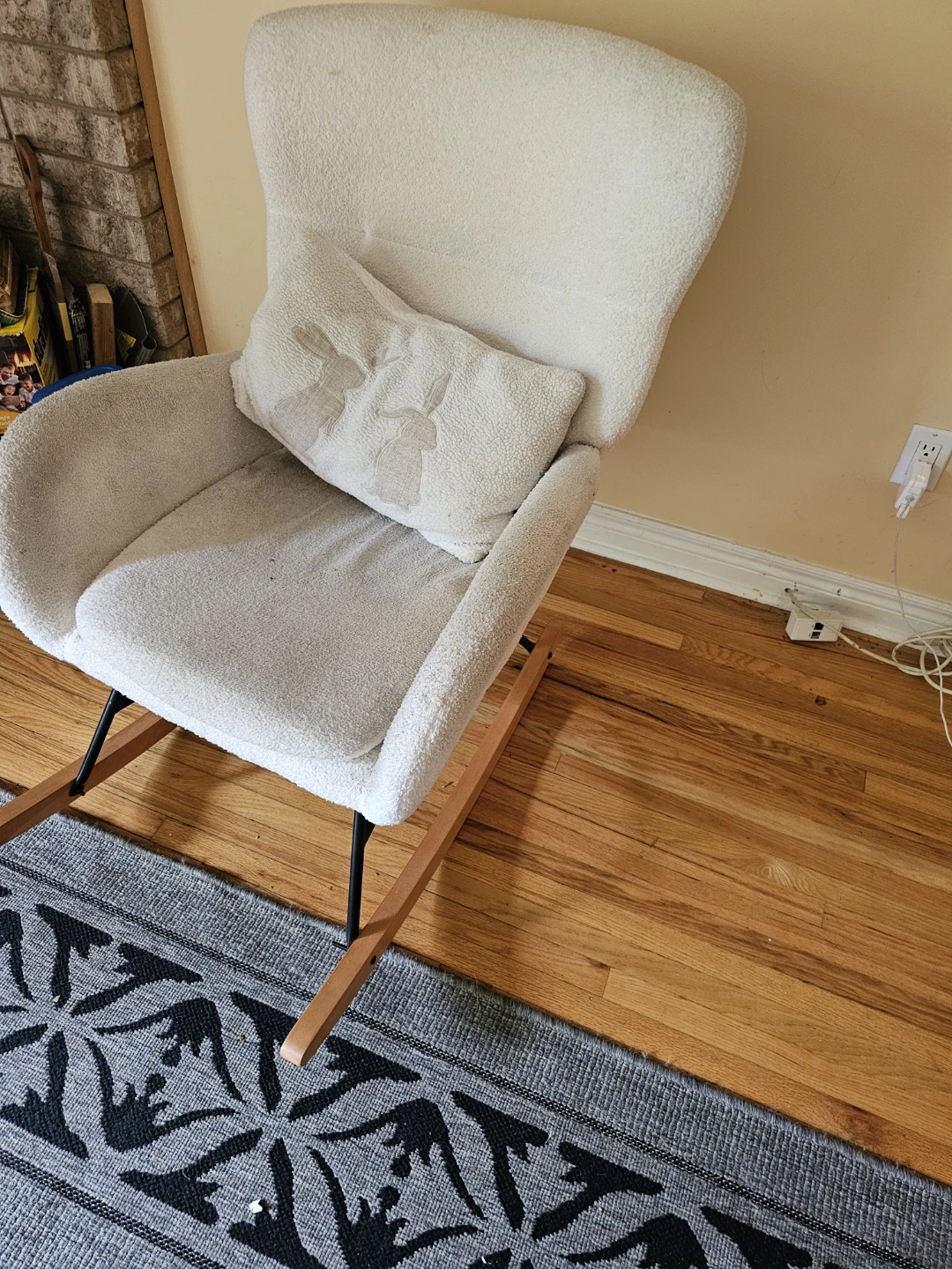 Cream Boucle Rocking Chair - photo 2