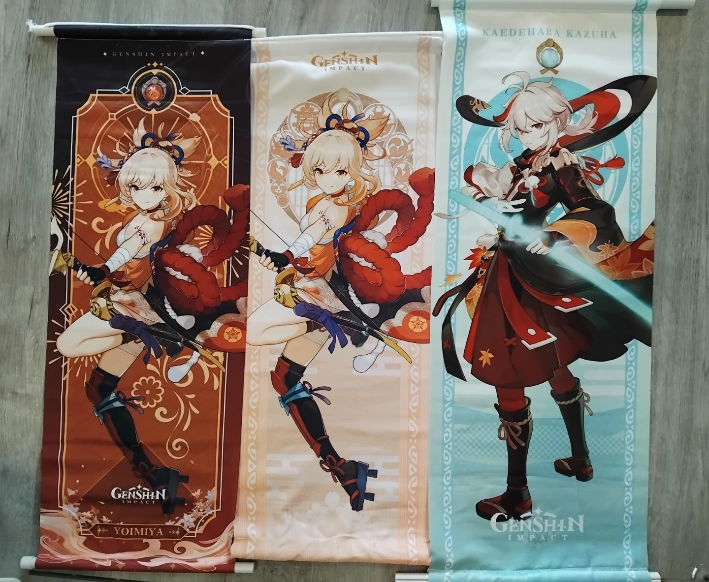 Genshin Impact Yoimiya and Kaedehara Kazuha Wall Scrolls