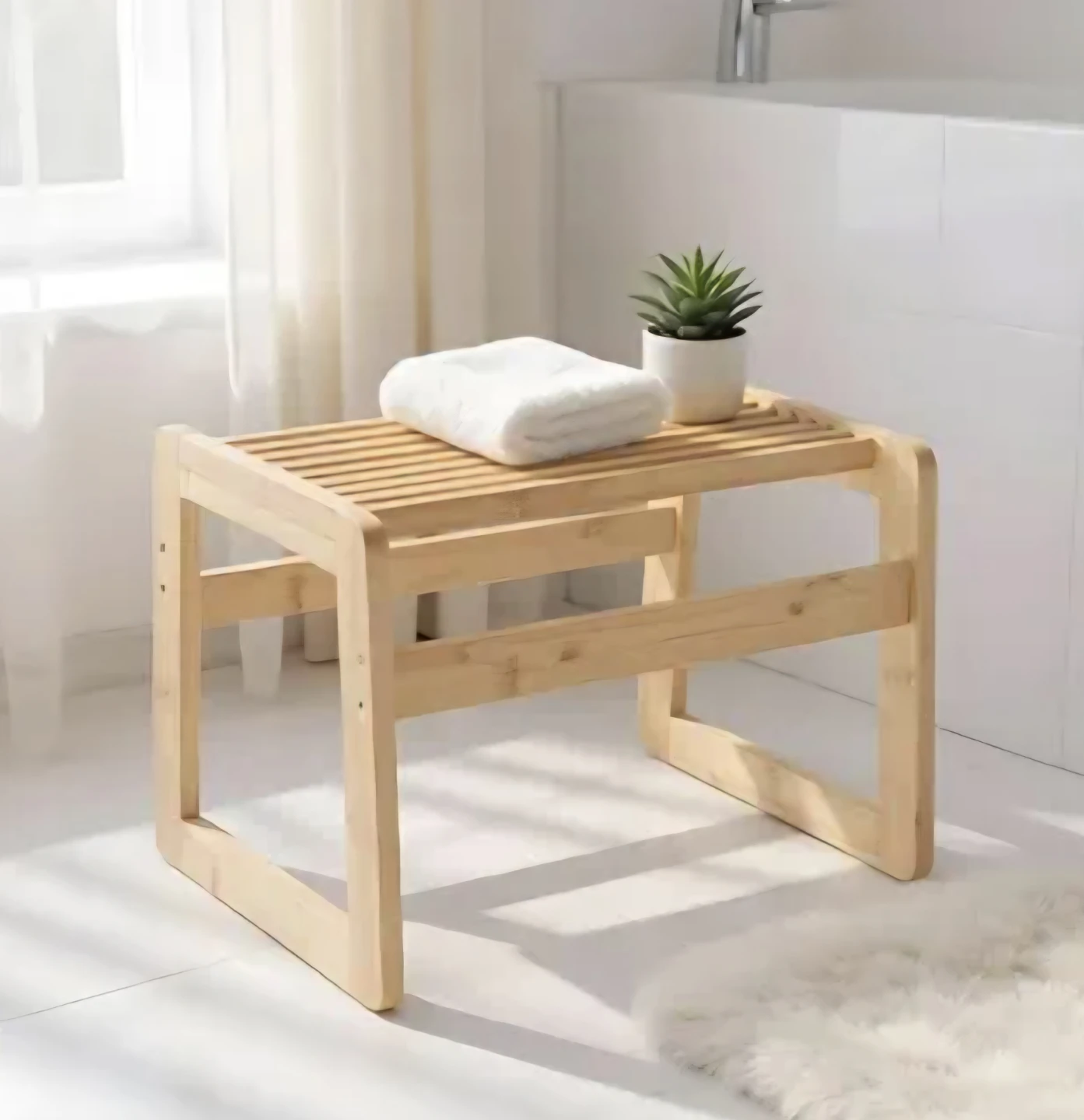 Bamboo Stool Living Room, Bathroom, Shower - photo 2