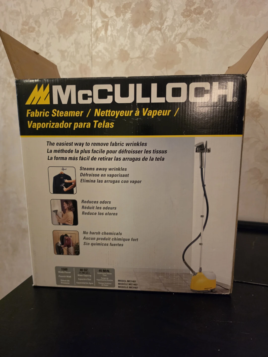 McCulloch MC1407 Upright Fabric/Garment Steamer – 1500W