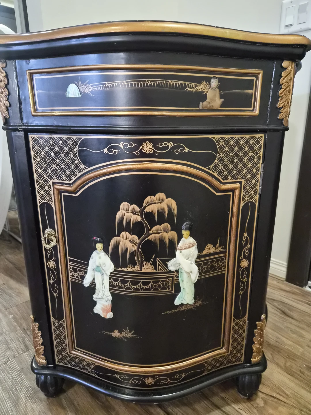 Oriental Style Black Lacquer Accent Cabinet - photo 4