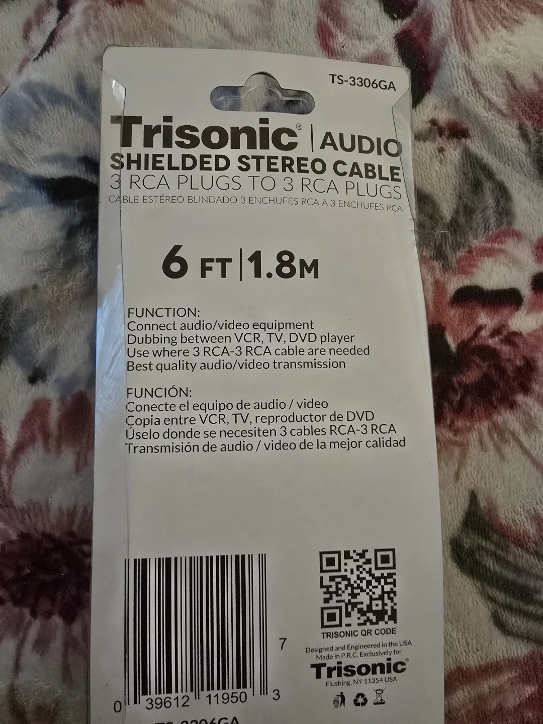 Trisonic 6ft Shielded Stereo RCA Cable - photo 2