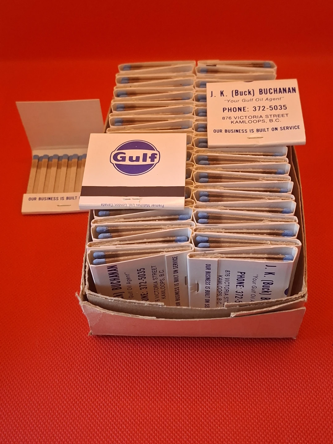 Vintage Gulf Oil Matchbook Caddy Box Lot - Kamloops BC Dealer - photo 2