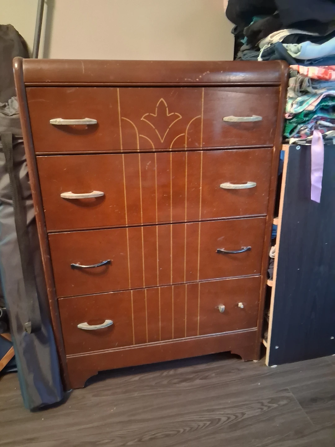 Vintage Four-Drawer Wood Dresser