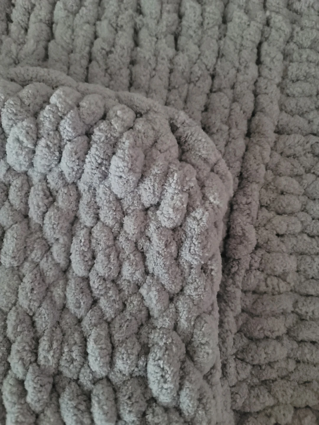 Handcrafted Grey Chunky Crochet Blanket 50" × 55" - photo 2