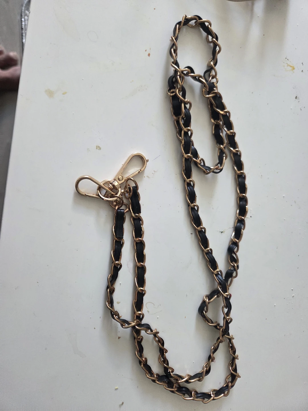 Gold and black woven chain purse strap - photo 3