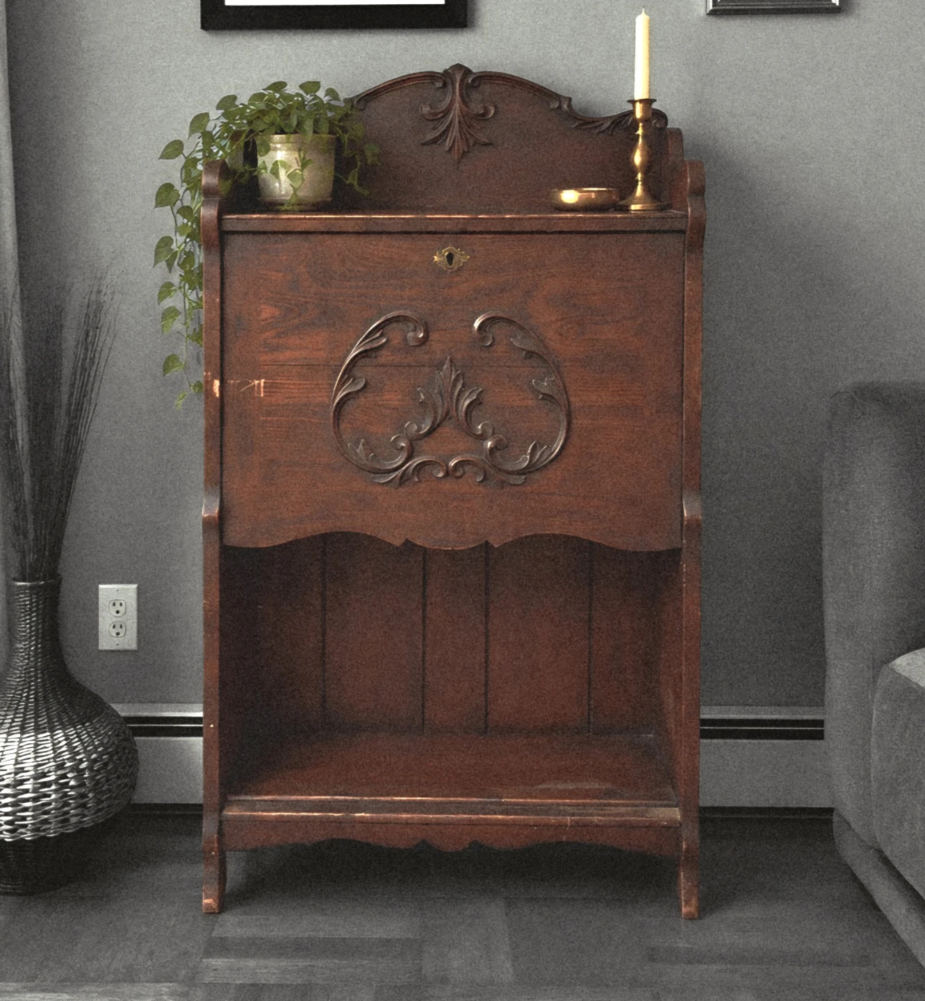 Antique Walnut Larkin Drop-Down Desk - photo 2