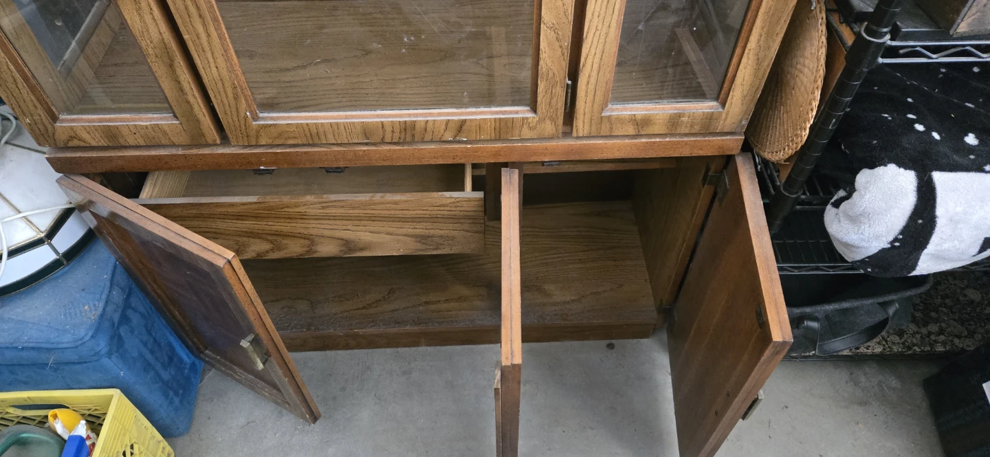 Oak Finish China Cabinet with Glass Display - photo 2