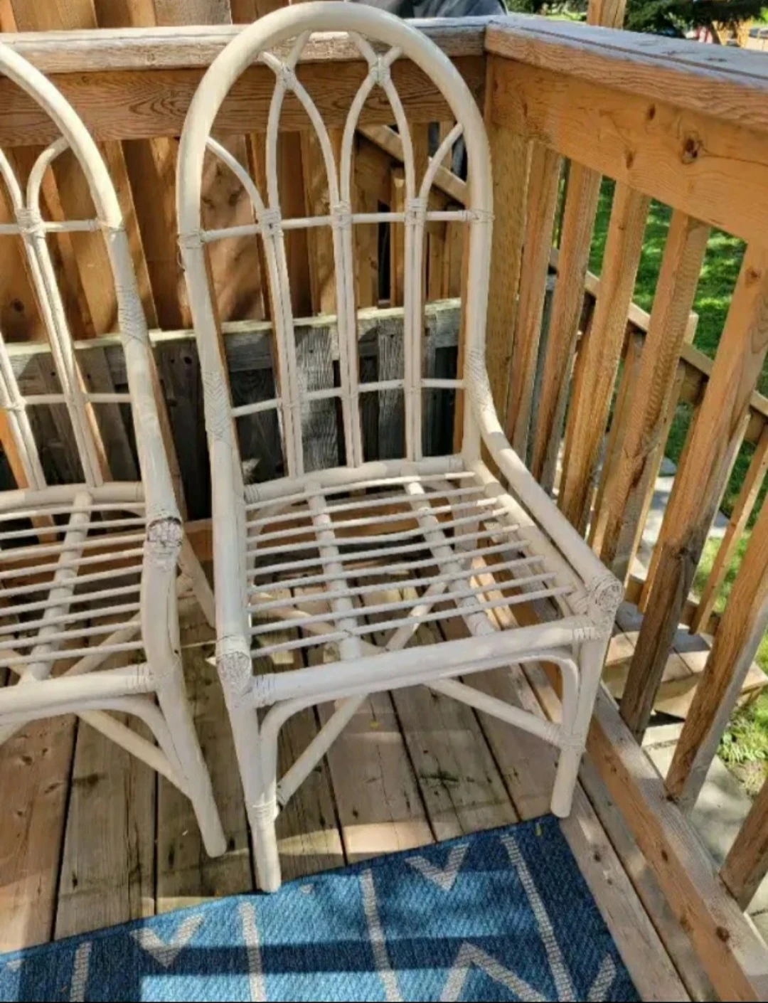 Vintage Bamboo Patio dining set: round table + 2 chairs - photo 3