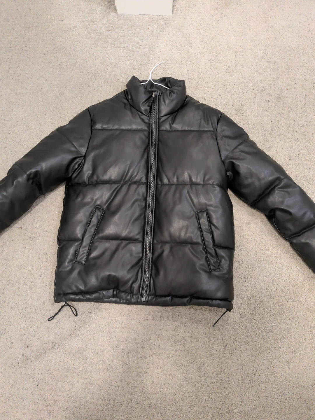 Mountain Black Faux Leather Puffer Jacket