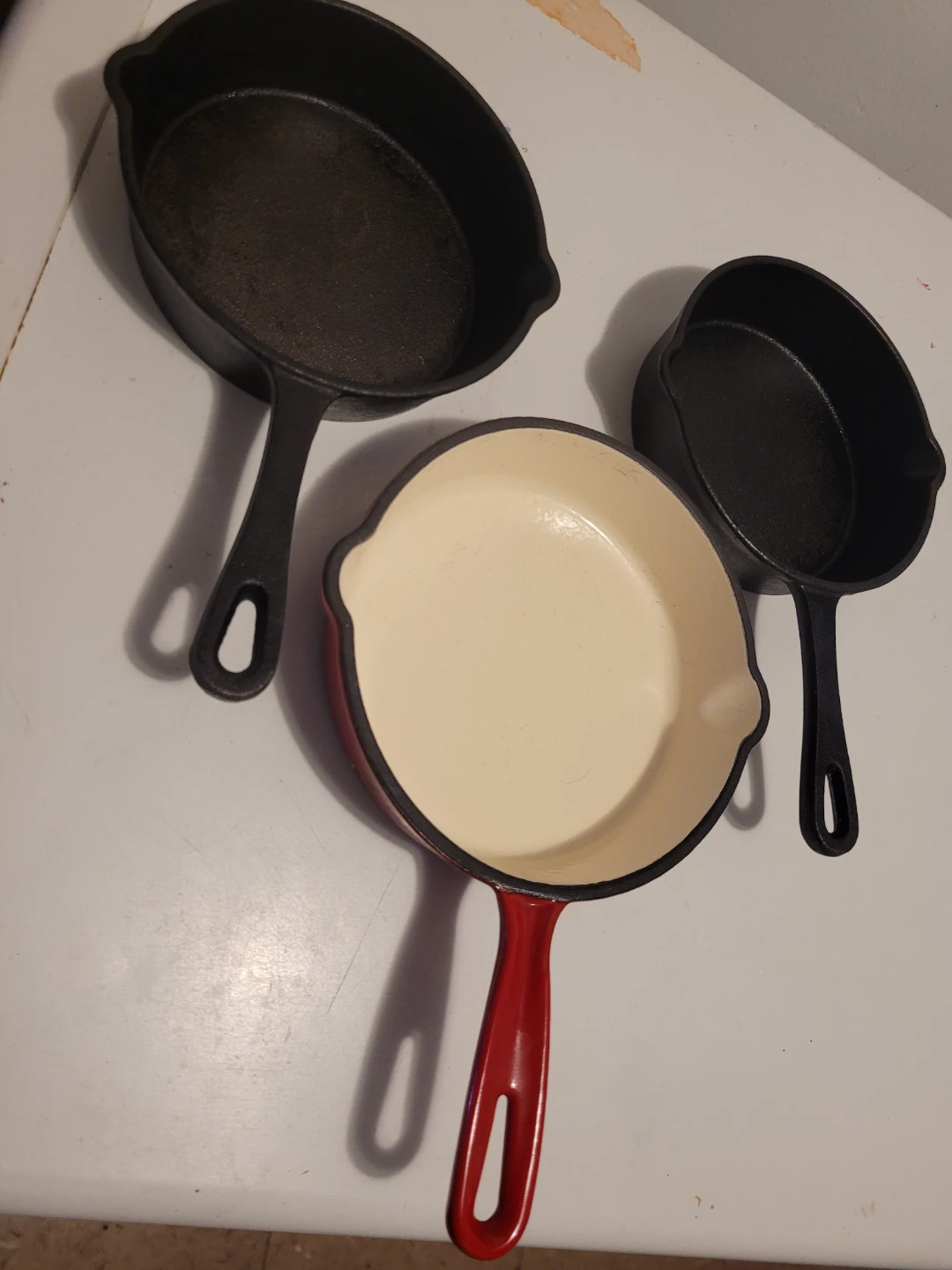 Cast Iron and Enamel Small Frying Pans