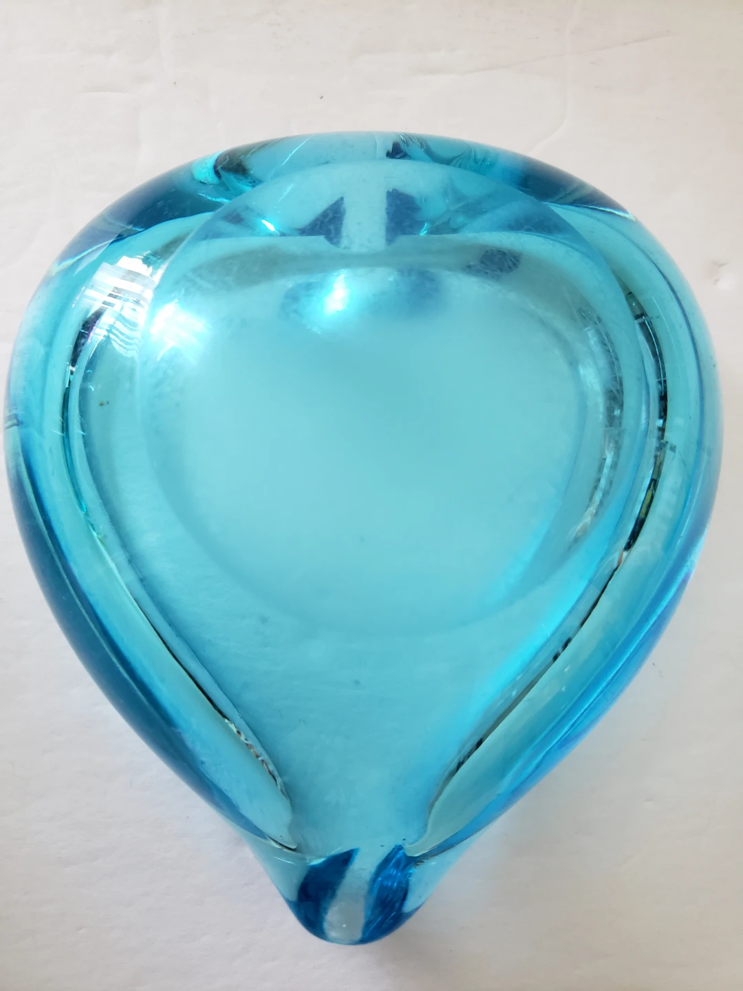 Vintage Blue Heart-Shaped Glass Dish - photo 3