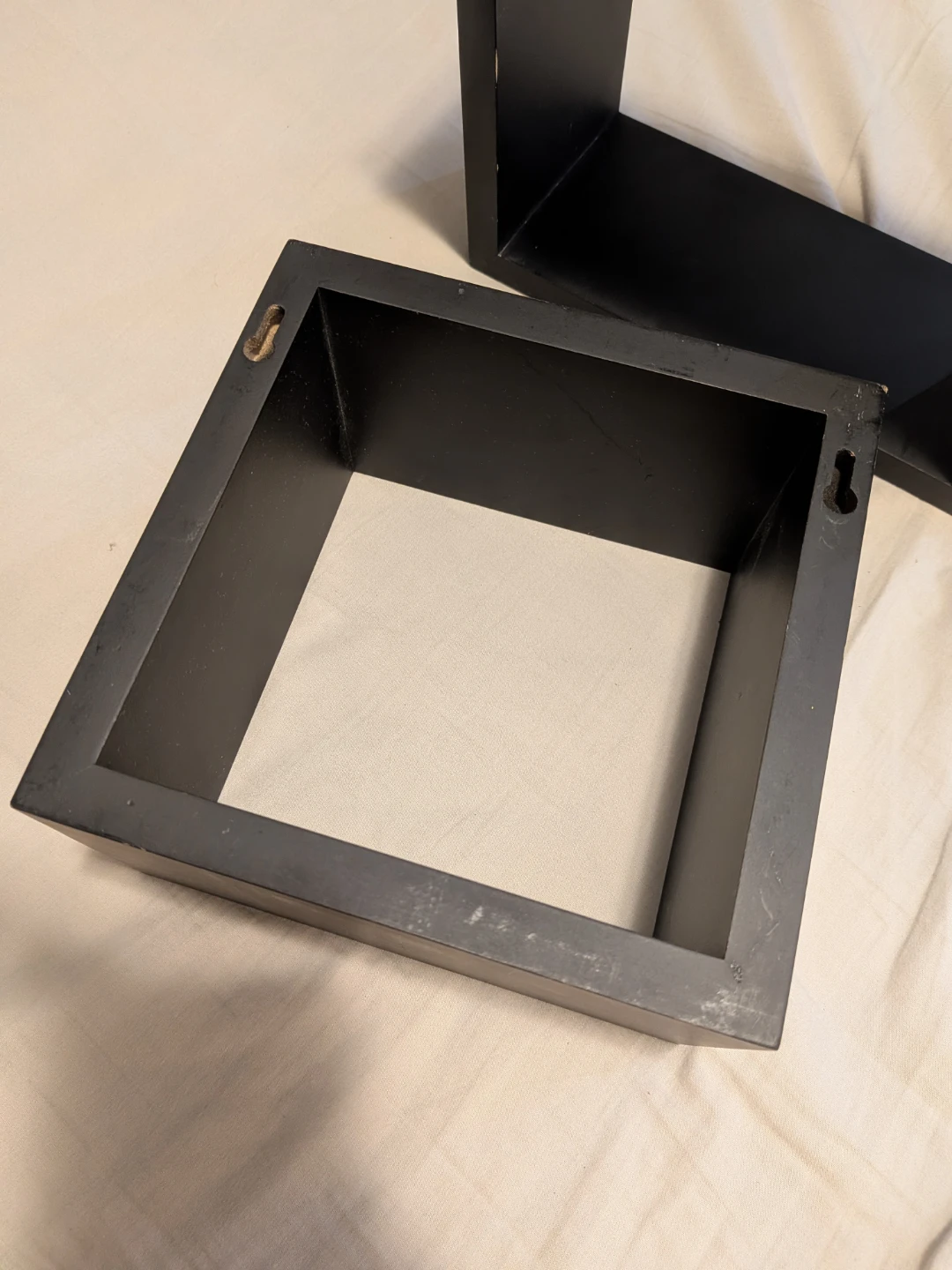 Set of two black square wall shelves - photo 2