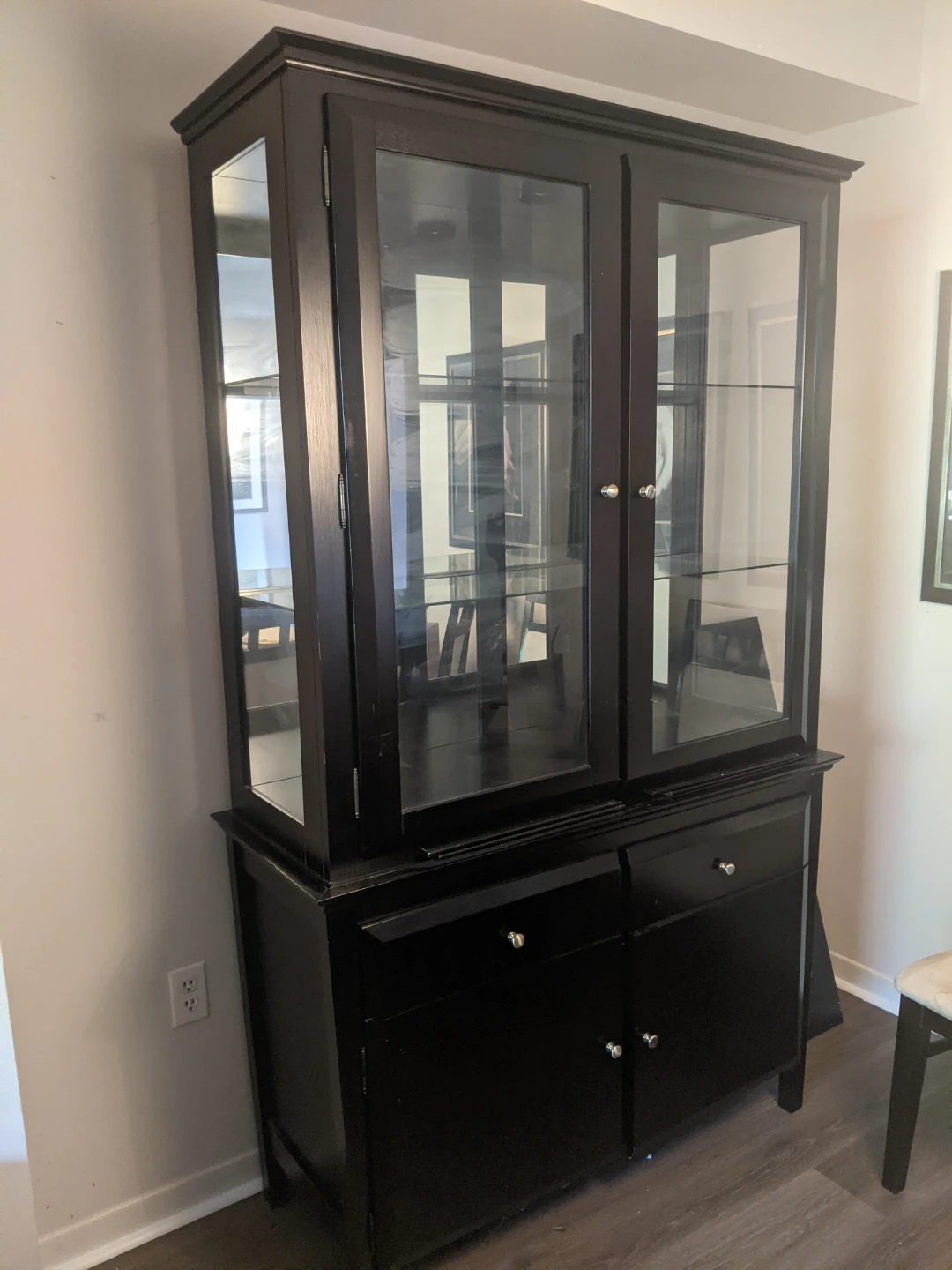Black Dining Hutch and Table Set