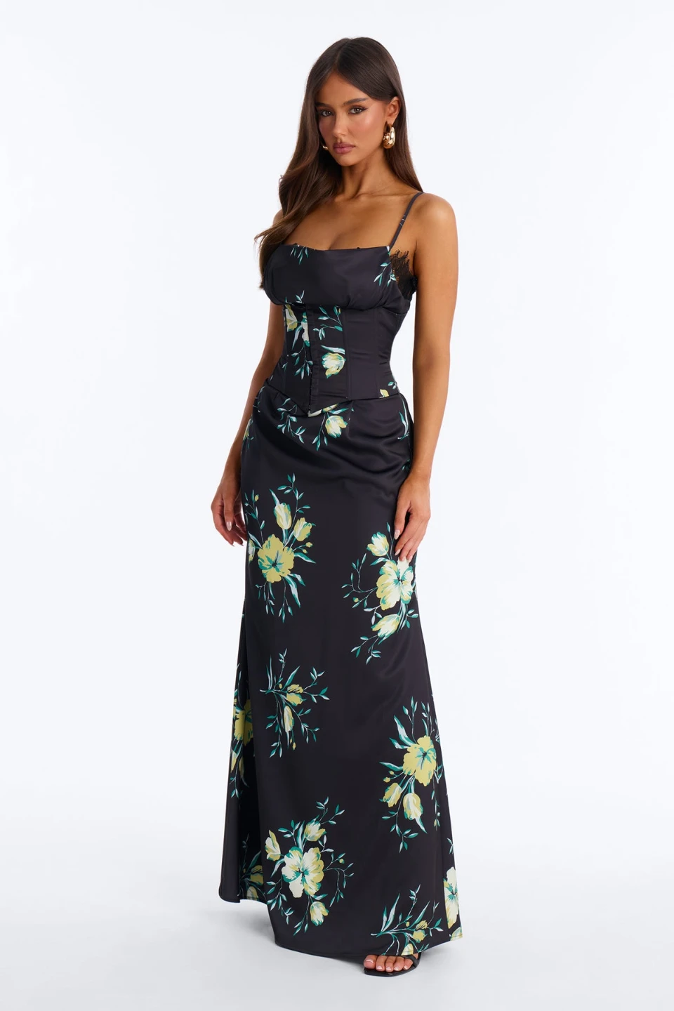 Floral Corset Maxi Dress Large