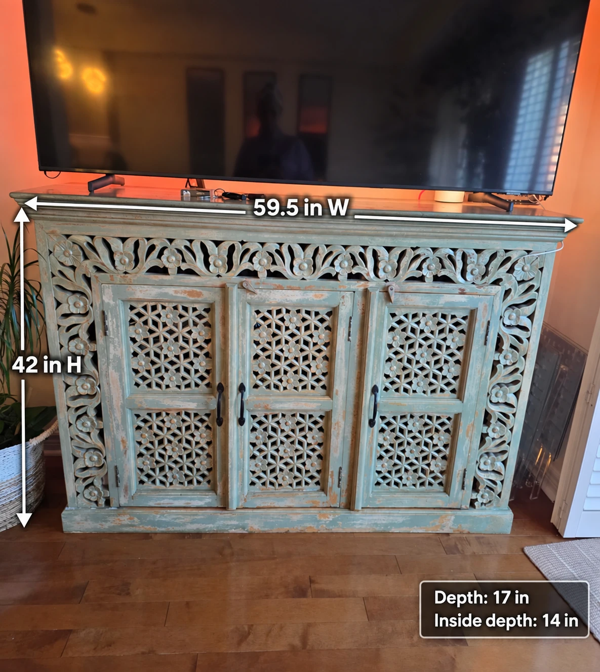 Handcrafted Distressed Wood TV Cabinet