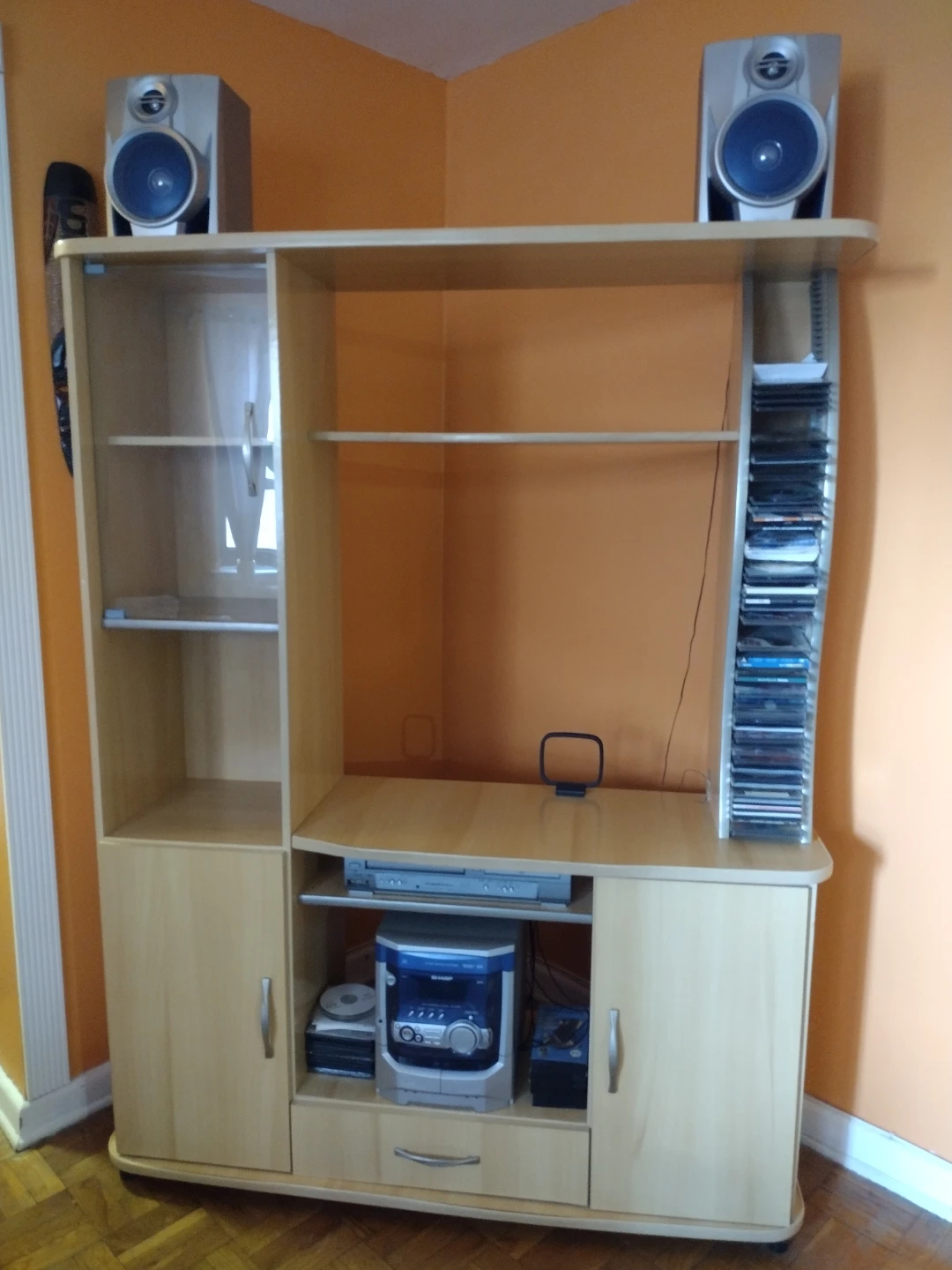 Entertainment Center with Storage Shelves