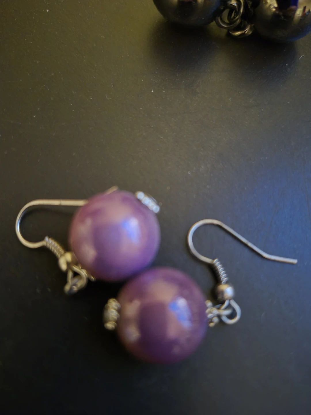 Purple Bead Drop Earrings