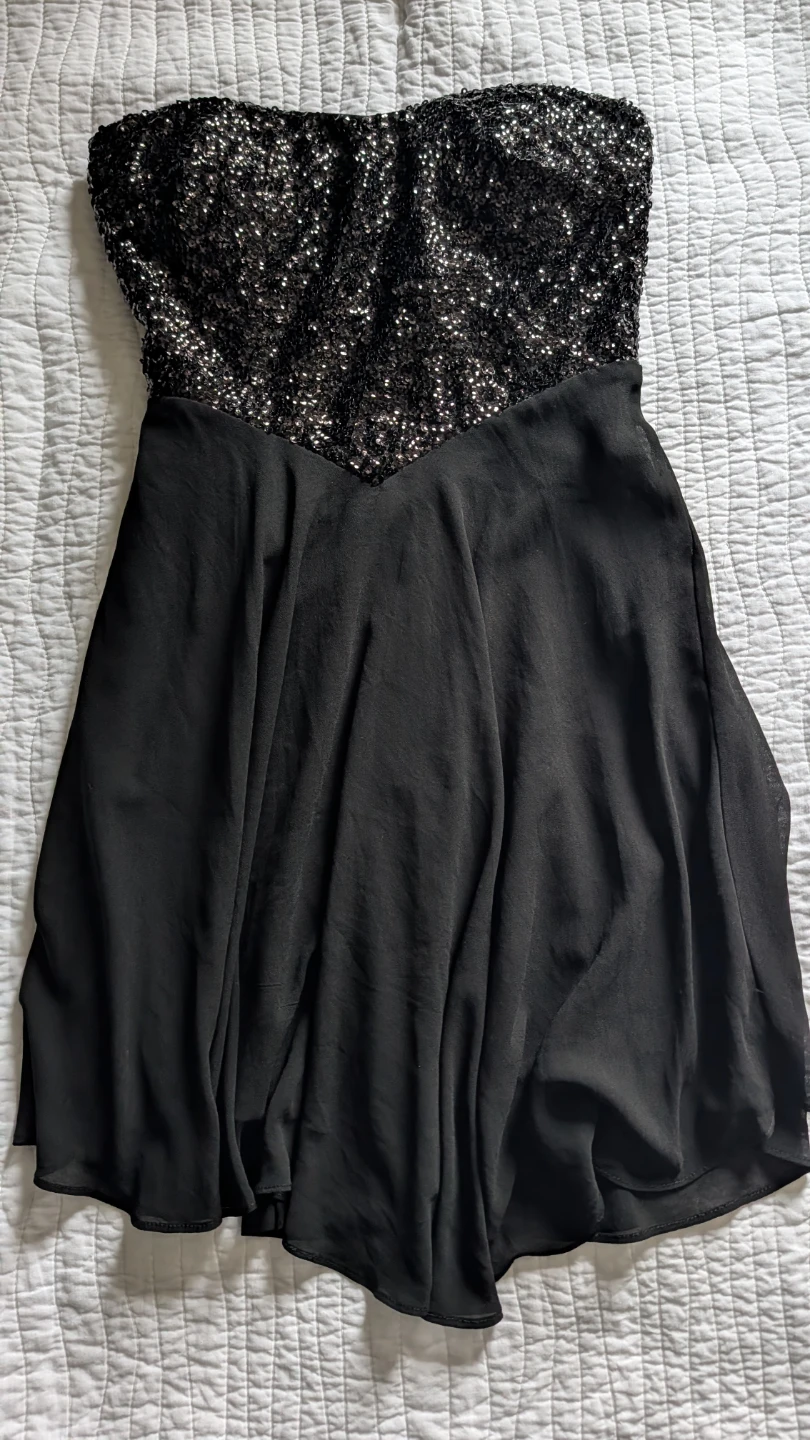 Black Strapless Sequin Party Dress - photo 2