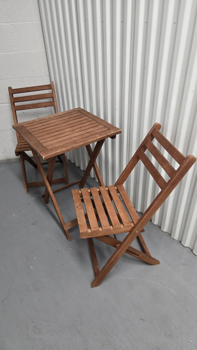 3-Piece natural Wooden Folding Bistro Set