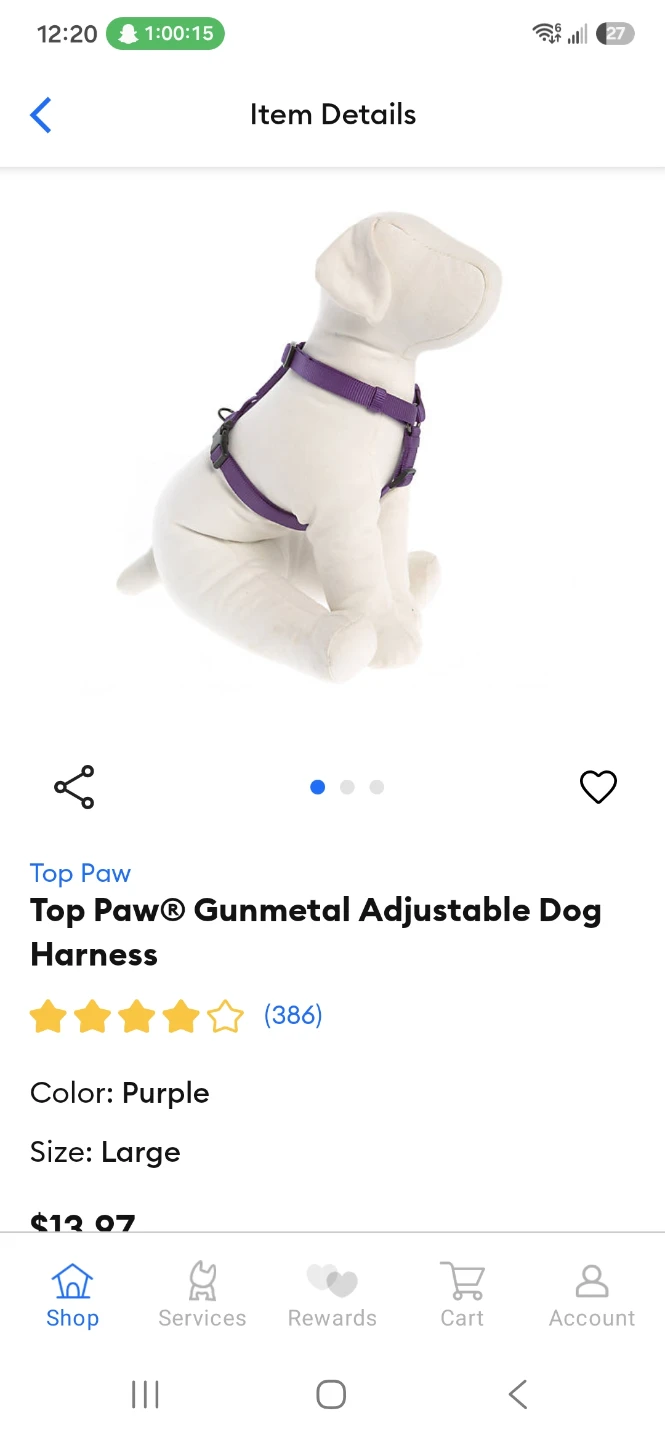 Top Paw Adjustable Dog Harness - Blue - photo 2
