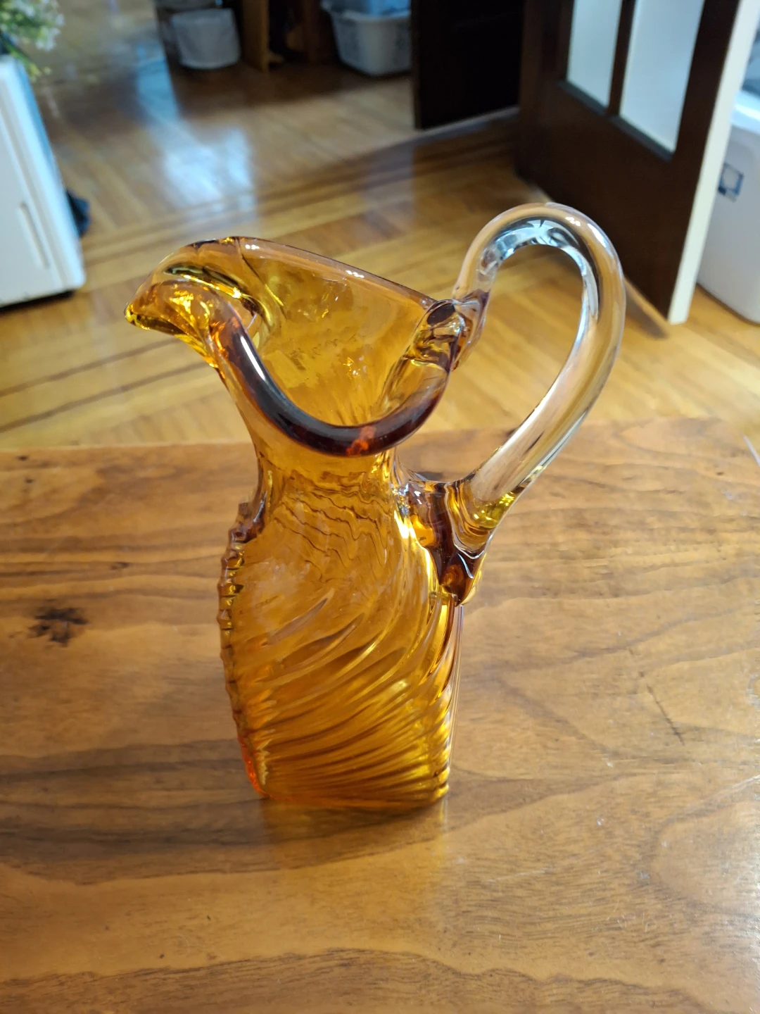 Vintage Amber Glass Swirl Pitcher - photo 2